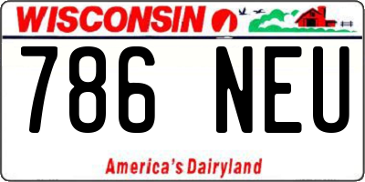 WI license plate 786NEU