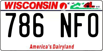 WI license plate 786NFO