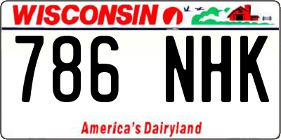 WI license plate 786NHK