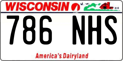 WI license plate 786NHS