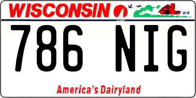 WI license plate 786NIG