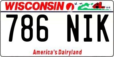 WI license plate 786NIK