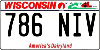 WI license plate 786NIV