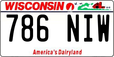 WI license plate 786NIW