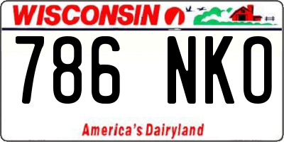 WI license plate 786NKO