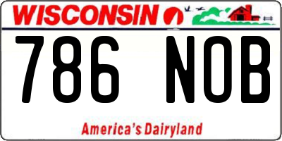WI license plate 786NOB