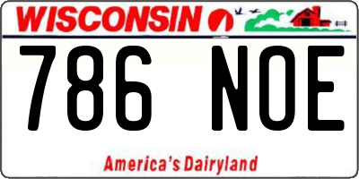 WI license plate 786NOE