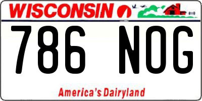 WI license plate 786NOG