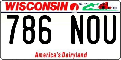 WI license plate 786NOU