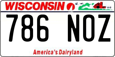 WI license plate 786NOZ