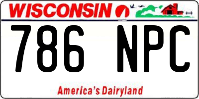 WI license plate 786NPC