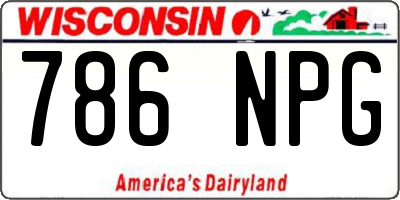WI license plate 786NPG