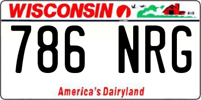 WI license plate 786NRG