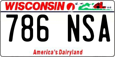 WI license plate 786NSA