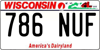 WI license plate 786NUF