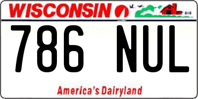 WI license plate 786NUL