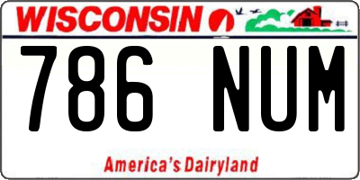 WI license plate 786NUM