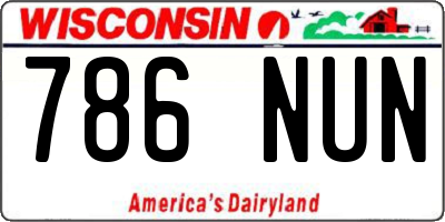 WI license plate 786NUN