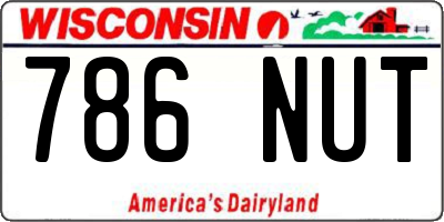 WI license plate 786NUT