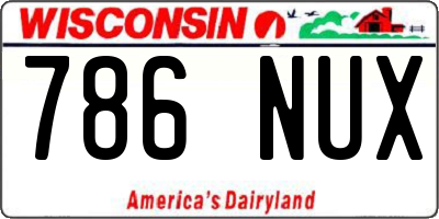 WI license plate 786NUX