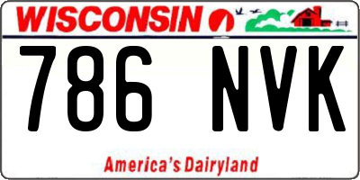 WI license plate 786NVK