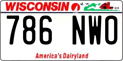 WI license plate 786NWO