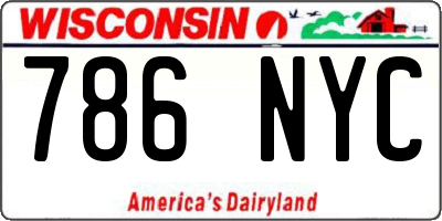 WI license plate 786NYC