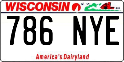 WI license plate 786NYE