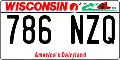 WI license plate 786NZQ