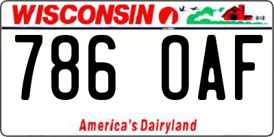 WI license plate 786OAF