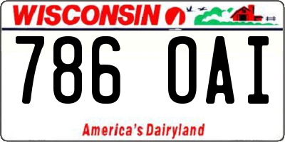 WI license plate 786OAI