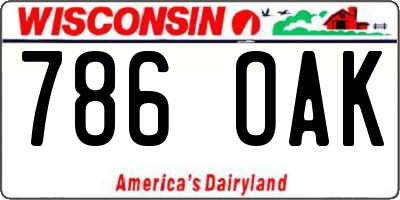 WI license plate 786OAK