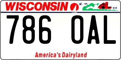 WI license plate 786OAL