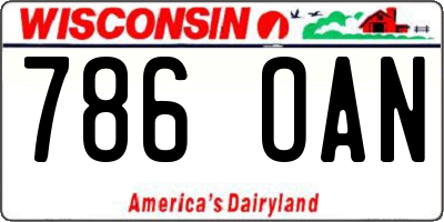 WI license plate 786OAN