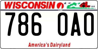 WI license plate 786OAO
