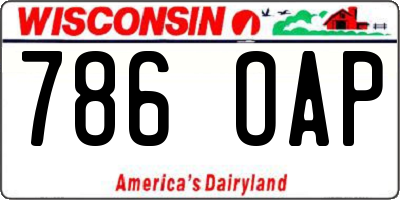 WI license plate 786OAP
