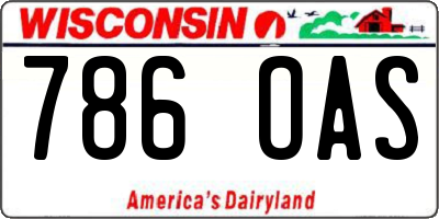 WI license plate 786OAS