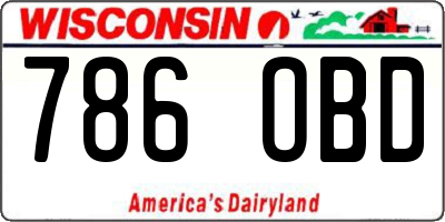WI license plate 786OBD