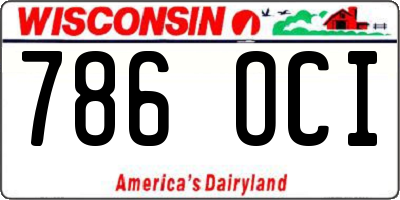 WI license plate 786OCI