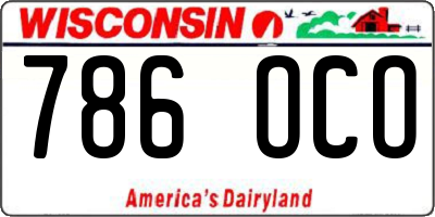 WI license plate 786OCO