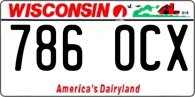 WI license plate 786OCX