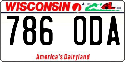 WI license plate 786ODA