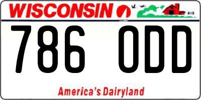 WI license plate 786ODD