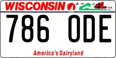 WI license plate 786ODE