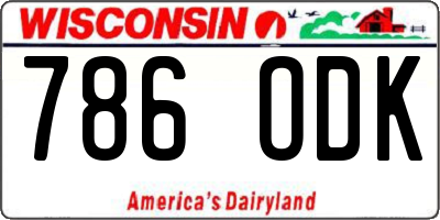 WI license plate 786ODK
