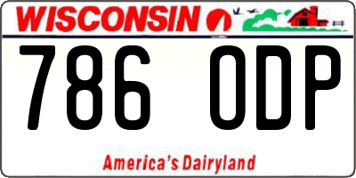 WI license plate 786ODP