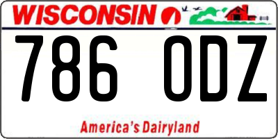 WI license plate 786ODZ
