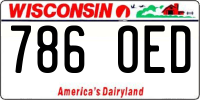 WI license plate 786OED