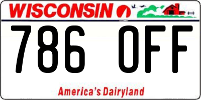 WI license plate 786OFF
