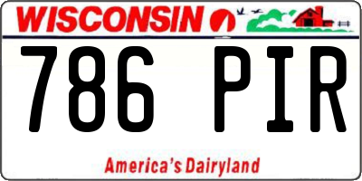 WI license plate 786PIR